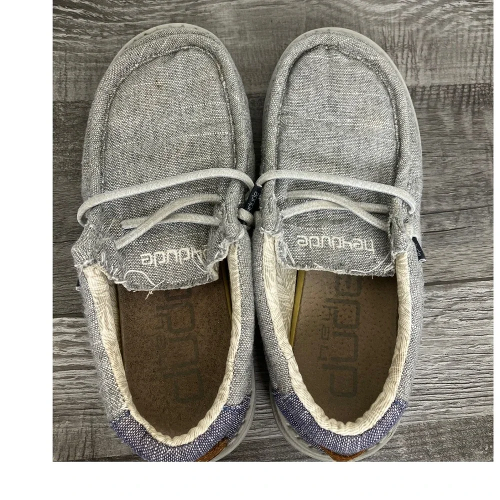 Hey Dude Wally Youth Steel Grey Loafers Kids Size K12 EU 31 Slip On Shoes